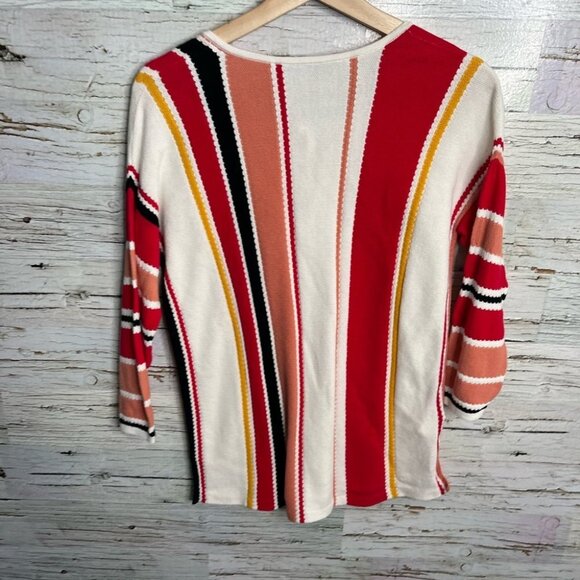 LOFT Ann Taylor striped top size small red orange - Picture 8 of 9